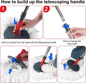 Bucket Spin Mop ( 360° ) + 2 Microfiber Clothes Free